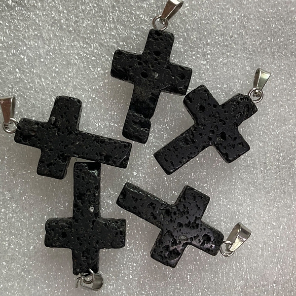 PandaHall Natural Lava Rock Pendants, with Platinum Tone Brass Findings, Cross, 25x18mm Lava Rock Cross
PandaHall Natural Lava Rock Pendants, with Platinum Tone Brass Findings, Cross, 25x18mm Lava Rock Cross