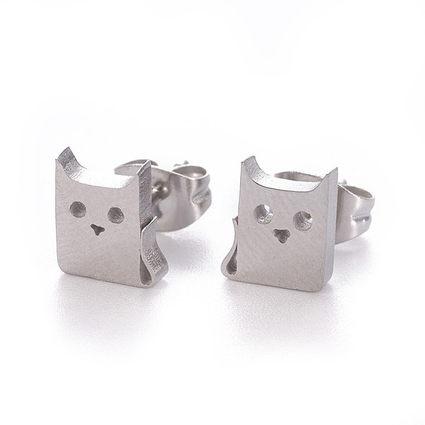 PandaHall 304 Stainless Steel Stud Earrings, Hypoallergenic Earrings, with Ear Nuts/Earring Back, Cat, Stainless Steel Color, 7.8x6.5mm, Pin...
PandaHall 304 Stainless Steel Stud Earrings, Hypoallergenic Earrings, with Ear Nuts/Earring Back, Cat, Stainless Steel Color, 7.8x6.5mm, Pin...