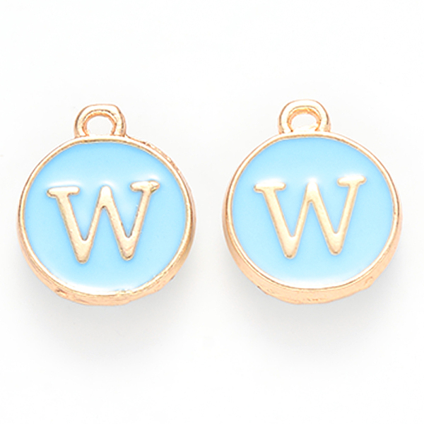 PandaHall Golden Plated Alloy Enamel Charms, Cadmium Free & Lead Free, Enamelled Sequins, Flat Round, Sky Blue, Letter.W, 14x12x2mm, Hole...
PandaHall Golden Plated Alloy Enamel Charms, Cadmium Free & Lead Free, Enamelled Sequins, Flat Round, Sky Blue, Letter.W, 14x12x2mm, Hole...