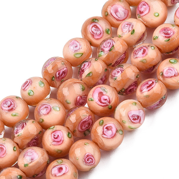 PandaHall Handmade Lampwork Beads Strands, Round with Flower, Light Salmon, 9.5mm, Hole: 1.5mm, about 50pcs/strand, 18.90 inch(48cm)...
PandaHall Handmade Lampwork Beads Strands, Round with Flower, Light Salmon, 9.5mm, Hole: 1.5mm, about 50pcs/strand, 18.90 inch(48cm)...