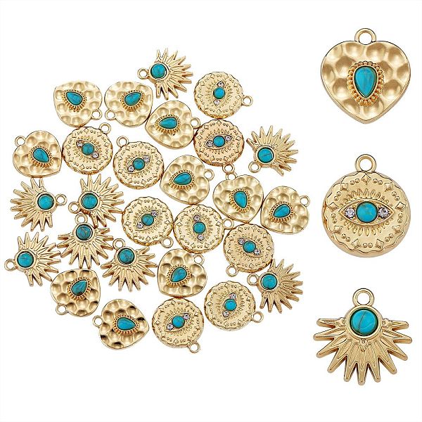 PandaHall 30Pcs 3 Styles Synthetic Turquoise Alloy Pendants, with Crystal Rhinestones, Flat Round & Heart & Sun Charm, Light Gold...
PandaHall 30Pcs 3 Styles Synthetic Turquoise Alloy Pendants, with Crystal Rhinestones, Flat Round & Heart & Sun Charm, Light Gold...