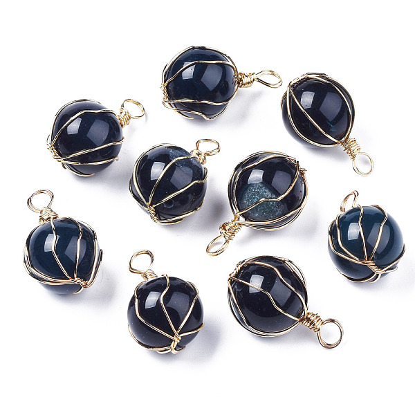 PandaHall Natural Agate Pendants, Dyed, with Light Gold Plated Iron Wire Wrapped, Round, 33.5~36x21mm, Hole: 5x5.5~7mm, Half Hole: 2mm...
PandaHall Natural Agate Pendants, Dyed, with Light Gold Plated Iron Wire Wrapped, Round, 33.5~36x21mm, Hole: 5x5.5~7mm, Half Hole: 2mm...