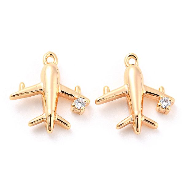 PandaHall Brass Micro Pave Cubic Zirconia Charms, Plane, Real 18K Gold Plated, 11x10x2.5mm, Hole: 0.8mm Brass+Cubic Zirconia Airplane Clear
PandaHall Brass Micro Pave Cubic Zirconia Charms, Plane, Real 18K Gold Plated, 11x10x2.5mm, Hole: 0.8mm Brass+Cubic Zirconia Airplane Clear
