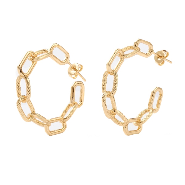 PandaHall Semicircular Brass Half Hoop Earrings, Stud Earrings, with Ear Nuts, Long-Lasting Plated, Textured, Cable Chain Shape, Real 18K...
PandaHall Semicircular Brass Half Hoop Earrings, Stud Earrings, with Ear Nuts, Long-Lasting Plated, Textured, Cable Chain Shape, Real 18K...