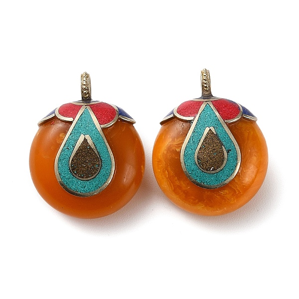 PandaHall Handmade Tibetan Style Beeswax Dyed Pendants, with Brass Findings and Synthetic Turquoise Teardrop, Flat Round Charms, Golden..., Brown
PandaHall Handmade Tibetan Style Beeswax Dyed Pendants, with Brass Findings and Synthetic Turquoise Teardrop, Flat Round Charms, Golden..., Brown