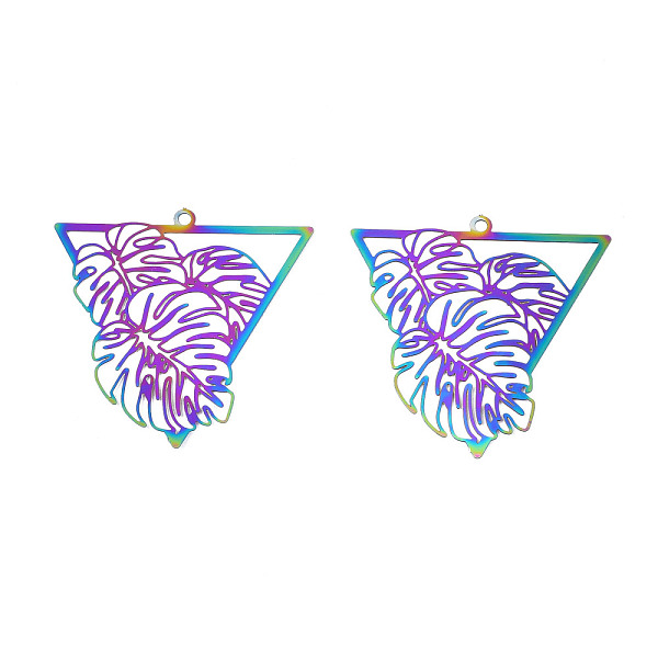 PandaHall Ion Plating(IP) 201 Stainless Steel Filigree Pendants, Etched Metal Embellishments, Leaf, Rainbow Color, 32x32.5x0.2mm, Hole...
PandaHall Ion Plating(IP) 201 Stainless Steel Filigree Pendants, Etched Metal Embellishments, Leaf, Rainbow Color, 32x32.5x0.2mm, Hole...