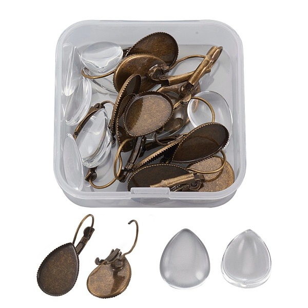 PandaHall DIY Earring Making, Brass Leverback Earring Findings and Transparent Glass Cabochons, teardrop, Antique Bronze, 30x14x13mm, Pin..., Clear
PandaHall DIY Earring Making, Brass Leverback Earring Findings and Transparent Glass Cabochons, teardrop, Antique Bronze, 30x14x13mm, Pin..., Clear