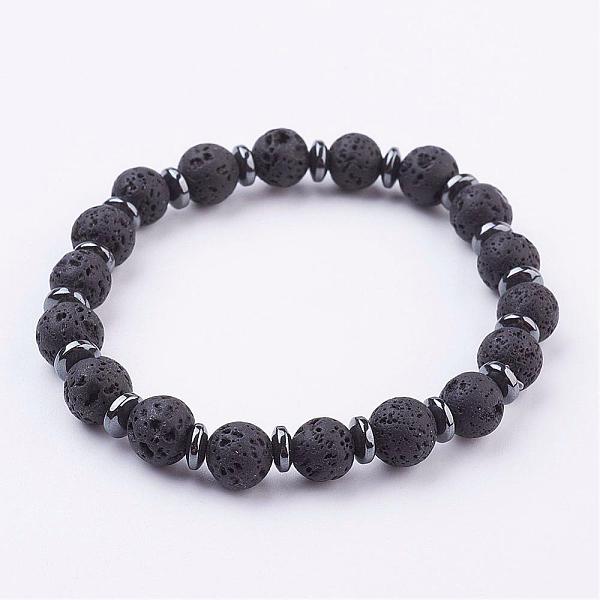 PandaHall Natural Lava Rock Stretch Bracelets, with Non-Magnetic Synthetic Hematite Spacer Beads, 2-1/8 inch~2-3/8 inch(55~60mm) Lava Rock..., Black
PandaHall Natural Lava Rock Stretch Bracelets, with Non-Magnetic Synthetic Hematite Spacer Beads, 2-1/8 inch~2-3/8 inch(55~60mm) Lava Rock..., Black