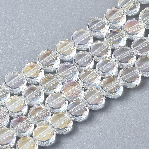 PandaHall Electroplate Transparent Glass Beads Strands, AB Color Plated, Faceted, Flat Round, Clear AB, 6x6x3mm, Hole: 1.2mm, about..., White
PandaHall Electroplate Transparent Glass Beads Strands, AB Color Plated, Faceted, Flat Round, Clear AB, 6x6x3mm, Hole: 1.2mm, about..., White