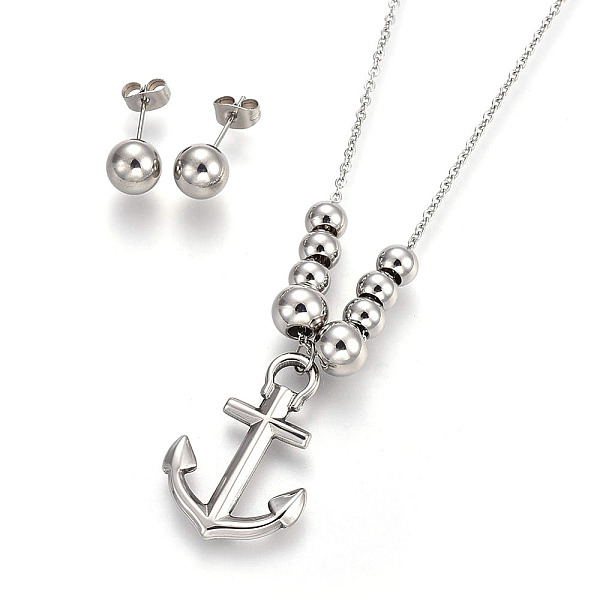 PandaHall 304 Stainless Steel Stud Earrings & Pendant Necklaces Jewelry Sets, Anchor and Round, Stainless Steel Color, 17.6 inch(44.7cm)...
PandaHall 304 Stainless Steel Stud Earrings & Pendant Necklaces Jewelry Sets, Anchor and Round, Stainless Steel Color, 17.6 inch(44.7cm)...
