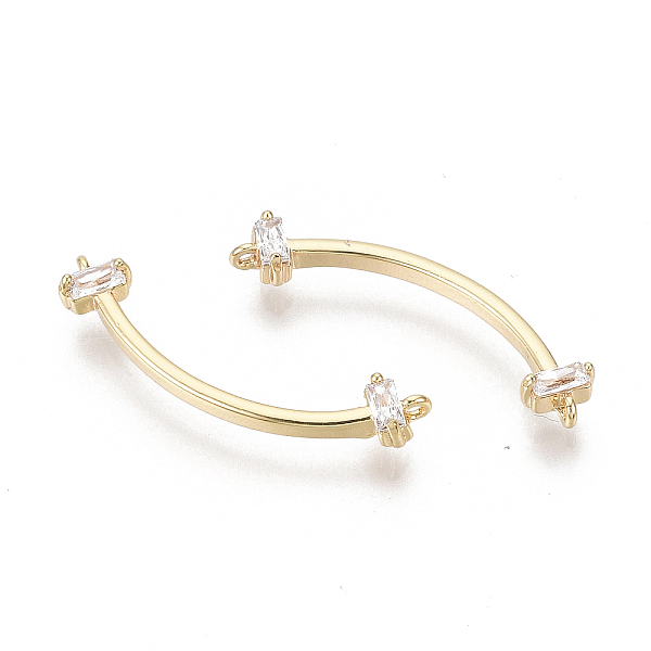 PandaHall Brass Micro Pave Cubic Zirconia Links Connectors, Nickel Free, Curved Bar, Clear, Real 18K Gold Plated, 21x5.5x2.5mm, Hole: 0.6mm...
PandaHall Brass Micro Pave Cubic Zirconia Links Connectors, Nickel Free, Curved Bar, Clear, Real 18K Gold Plated, 21x5.5x2.5mm, Hole: 0.6mm...