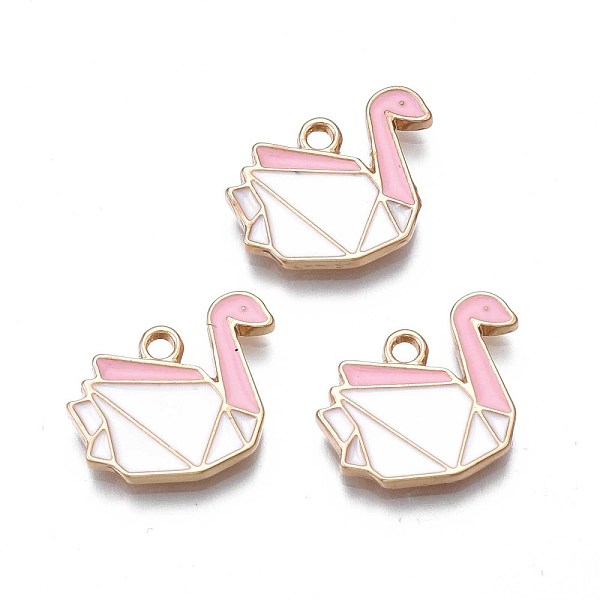 PandaHall Rack Plating Alloy Enamel Pendants, Cadmium Free & Nickel Free & Lead Free, Light Gold, Origami Swan, White, 15x15.5x2mm, Hole...
PandaHall Rack Plating Alloy Enamel Pendants, Cadmium Free & Nickel Free & Lead Free, Light Gold, Origami Swan, White, 15x15.5x2mm, Hole...