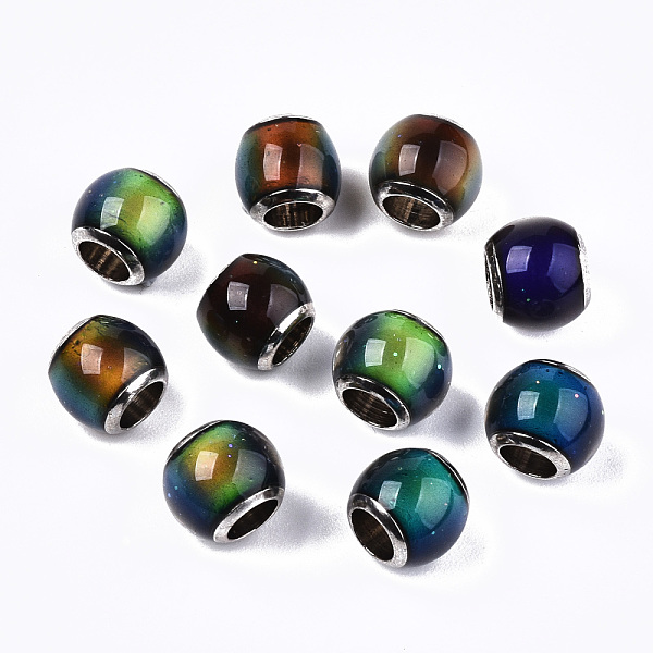 PandaHall Glass European Beads, Large Hole Beads, with Platinum Tone Brass Double Cores, Rondelle, Changing Color Mood Beads, Colorful...
PandaHall Glass European Beads, Large Hole Beads, with Platinum Tone Brass Double Cores, Rondelle, Changing Color Mood Beads, Colorful...