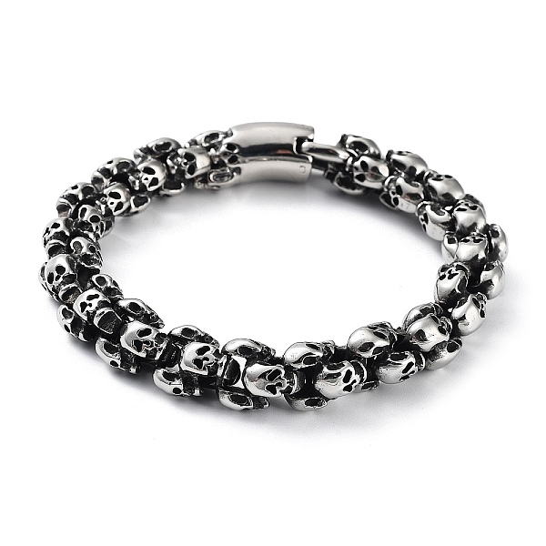 PandaHall 304 Stainless Steel Vintage 3D Link of Skulls Bracelets for Men & Women, Antique Silver, 9-1/8 inch(23cm) 304 Stainless Steel
PandaHall 304 Stainless Steel Vintage 3D Link of Skulls Bracelets for Men & Women, Antique Silver, 9-1/8 inch(23cm) 304 Stainless Steel