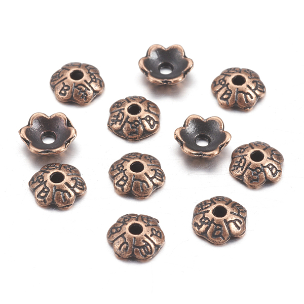 PandaHall 6-Petal Tibetan Style Alloy Flower Bead Caps, Cadmium Free & Nickel Free & Lead Free, Red Copper, 6x2mm, Hole: 1mm Alloy
PandaHall 6-Petal Tibetan Style Alloy Flower Bead Caps, Cadmium Free & Nickel Free & Lead Free, Red Copper, 6x2mm, Hole: 1mm Alloy