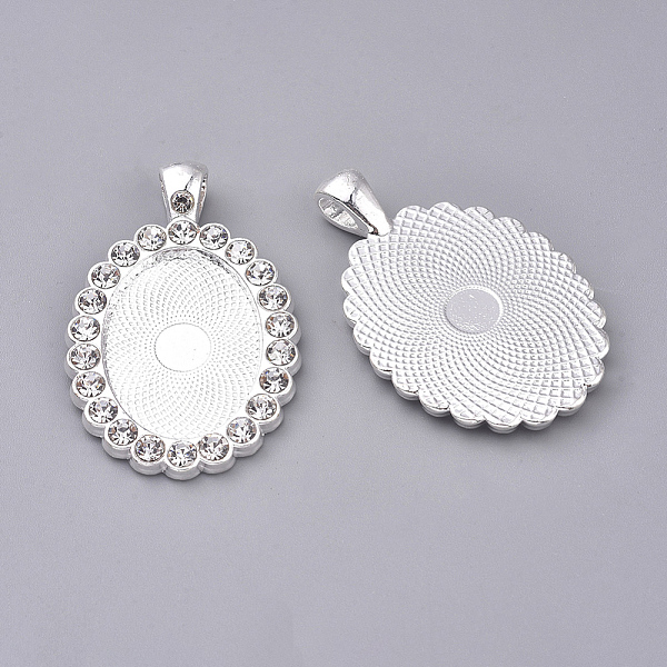 PandaHall Alloy Pendant Cabochon Settings, Plain Edge Bezel Cups, with Glass Rhinestone, Oval, Crystal, Silver, Tray: 25x18mm, 42.5x27x3mm..., Clear
PandaHall Alloy Pendant Cabochon Settings, Plain Edge Bezel Cups, with Glass Rhinestone, Oval, Crystal, Silver, Tray: 25x18mm, 42.5x27x3mm..., Clear