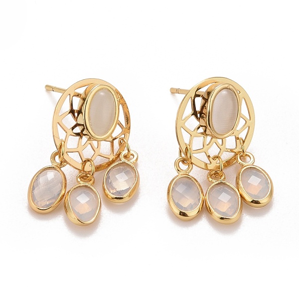 PandaHall Rack Plating Brass Woven Net Dangle Stud Earrings with Oval Glass for Women, Cadmium Free & Lead Free & Nickle Free, Real 18K Gold..., White
PandaHall Rack Plating Brass Woven Net Dangle Stud Earrings with Oval Glass for Women, Cadmium Free & Lead Free & Nickle Free, Real 18K Gold..., White
