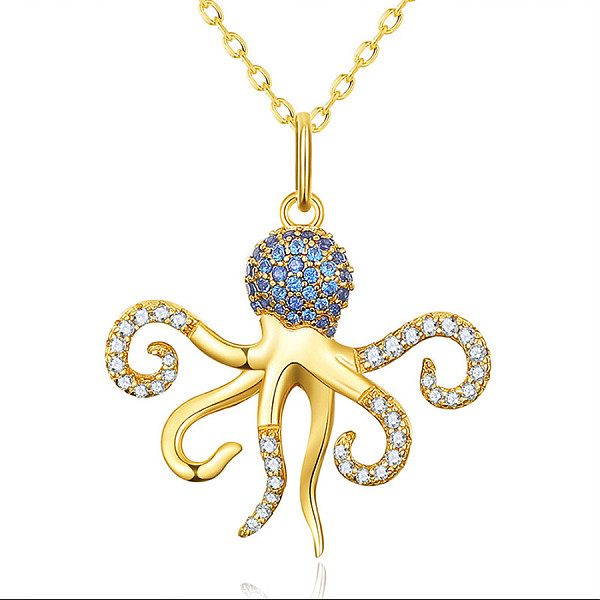 PandaHall SHEGRACE Octopus 925 Sterling Silver Pendant Necklaces, with Grade AAA Cubic Zirconia, Real 14K Gold Plated, 15.75inch(40cm)...
PandaHall SHEGRACE Octopus 925 Sterling Silver Pendant Necklaces, with Grade AAA Cubic Zirconia, Real 14K Gold Plated, 15.75inch(40cm)...