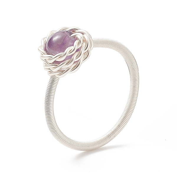 PandaHall Natural Amethyst Round Finger Ring, Silver Copper Wire Wrapped Jewelry for Women, US Size 8 1/2(18.5mm) Amethyst
PandaHall Natural Amethyst Round Finger Ring, Silver Copper Wire Wrapped Jewelry for Women, US Size 8 1/2(18.5mm) Amethyst
