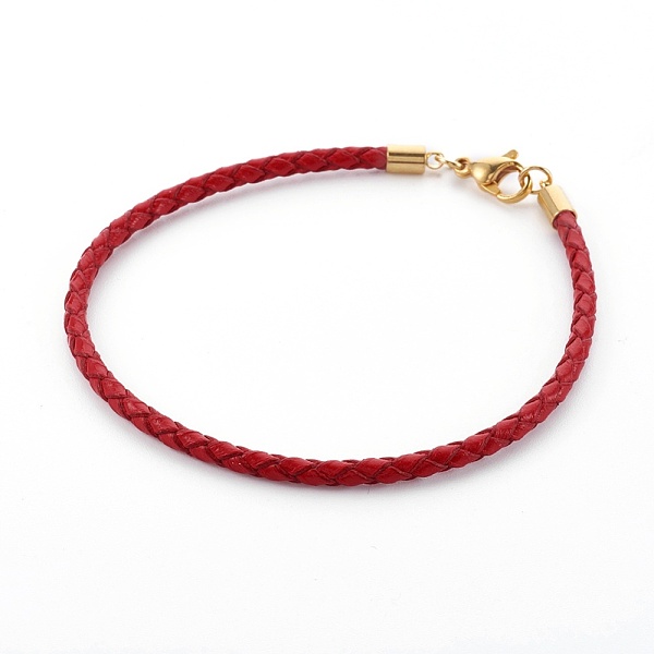 PandaHall Braided Leather Cord Bracelet Making, with 304 Stainless Steel Lobster Claw Clasps, Golden, FireBrick, 8-3/8 inch(21.4cm), 3mm..., Red
PandaHall Braided Leather Cord Bracelet Making, with 304 Stainless Steel Lobster Claw Clasps, Golden, FireBrick, 8-3/8 inch(21.4cm), 3mm..., Red