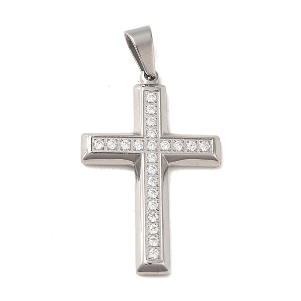 PandaHall Vacuum Plating 304 Stainless Steel Pendants, with Cubic Zirconia, Cross, Stainless Steel Color, 41.5x27.5x3.5mm, Hole: 8x5.5mm..., Clear
PandaHall Vacuum Plating 304 Stainless Steel Pendants, with Cubic Zirconia, Cross, Stainless Steel Color, 41.5x27.5x3.5mm, Hole: 8x5.5mm..., Clear