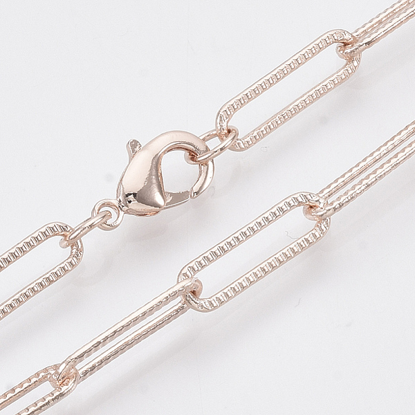 PandaHall Brass Textured Paperclip Chain Necklace Making, with Lobster Claw Clasps, Rose Gold, 24.01 inch(61cm), Link: 15.5x4.5x1mm Brass
PandaHall Brass Textured Paperclip Chain Necklace Making, with Lobster Claw Clasps, Rose Gold, 24.01 inch(61cm), Link: 15.5x4.5x1mm Brass