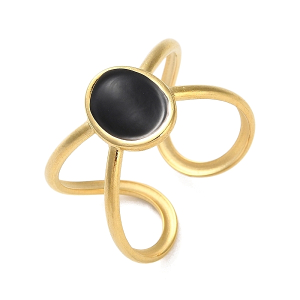 PandaHall 304 Stainless Steel Enamel Cuff Rings, Oval, Real 18K Gold Plated, Adjustable 304 Stainless Steel Oval Black
PandaHall 304 Stainless Steel Enamel Cuff Rings, Oval, Real 18K Gold Plated, Adjustable 304 Stainless Steel Oval Black