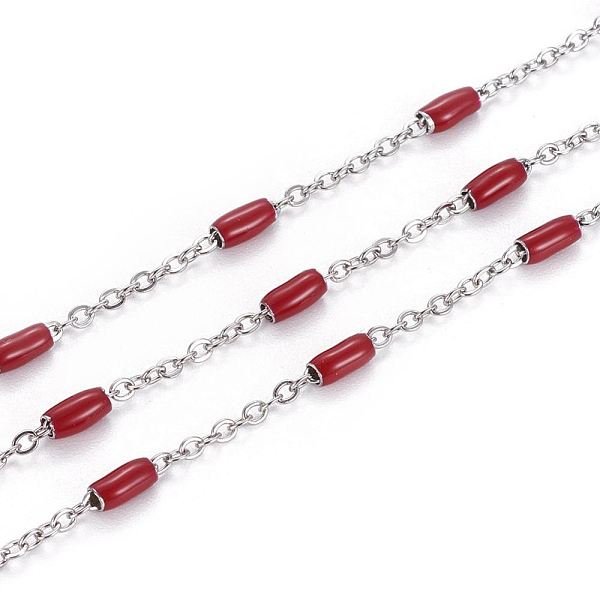 PandaHall 304 Stainless Steel Cable Chains, with Enamel Oval Beads, Soldered, with Spool, Flat Oval, Stainless Steel Color, Red, 5x2.5mm...
PandaHall 304 Stainless Steel Cable Chains, with Enamel Oval Beads, Soldered, with Spool, Flat Oval, Stainless Steel Color, Red, 5x2.5mm...
