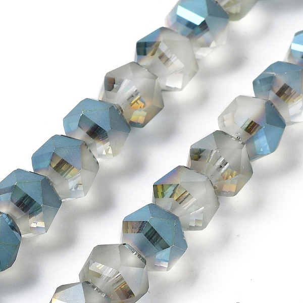 PandaHall Electroplate Transparent Glass Beads Strands, Frosted, Faceted, Lantern, Steel Blue, 7x7.8x7.5mm, Hole: 1.5mm, about 72pcs/strand...
PandaHall Electroplate Transparent Glass Beads Strands, Frosted, Faceted, Lantern, Steel Blue, 7x7.8x7.5mm, Hole: 1.5mm, about 72pcs/strand...