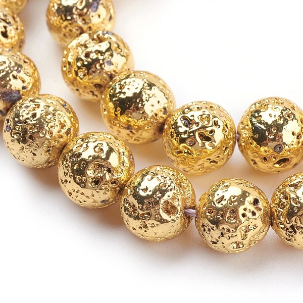 PandaHall Electroplated Natural Lava Rock Bead Strands, Round, Bumpy, Golden Plated, 12mm, Hole: 1.5mm, about 30pcs/strand, 15.35 inch(39cm)..., Gold
PandaHall Electroplated Natural Lava Rock Bead Strands, Round, Bumpy, Golden Plated, 12mm, Hole: 1.5mm, about 30pcs/strand, 15.35 inch(39cm)..., Gold