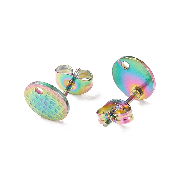 PandaHall Ion Plating(IP) 304 Stainless Steel Ear Stud Findings, with Ear Nuts/Earring Backs and Hole, Textured Flat Round, Rainbow Color...
PandaHall Ion Plating(IP) 304 Stainless Steel Ear Stud Findings, with Ear Nuts/Earring Backs and Hole, Textured Flat Round, Rainbow Color...