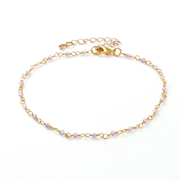 PandaHall Faceted Round Natural Amethyst Beaded Anklets, with Brass Lobster Claw Clasps, Golden, 9-7/8 inch(25cm) Amethyst
PandaHall Faceted Round Natural Amethyst Beaded Anklets, with Brass Lobster Claw Clasps, Golden, 9-7/8 inch(25cm) Amethyst