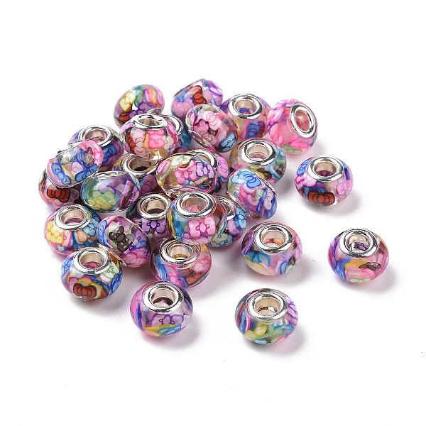 PandaHall Transparent Resin European Rondelle Beads, Large Hole Beads, with Bowknot Polymer Clay and Platinum Tone Alloy Double Cores...
PandaHall Transparent Resin European Rondelle Beads, Large Hole Beads, with Bowknot Polymer Clay and Platinum Tone Alloy Double Cores...
