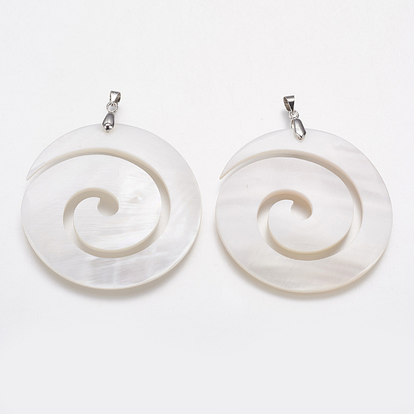 PandaHall Natural White Shell Mother of Pearl Shell Big Pendants, with Platinum Tone Brass Findings, Vortex, 49x50x4mm, Hole: 4x4.5mm White...
PandaHall Natural White Shell Mother of Pearl Shell Big Pendants, with Platinum Tone Brass Findings, Vortex, 49x50x4mm, Hole: 4x4.5mm White...