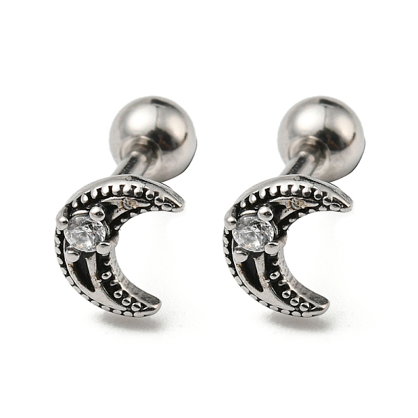 PandaHall 304 Stainless Steel with Rhinestone Stud Earrings, Crescent Moon, Antique Silver, 6.5x5mm 304 Stainless Steel Moon Clear
PandaHall 304 Stainless Steel with Rhinestone Stud Earrings, Crescent Moon, Antique Silver, 6.5x5mm 304 Stainless Steel Moon Clear
