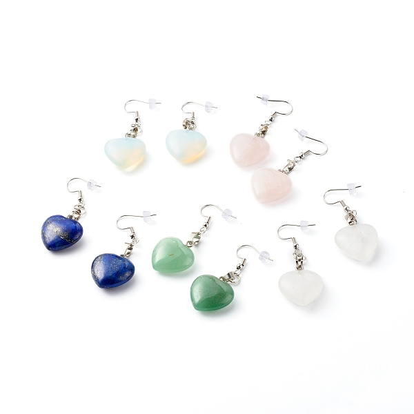 PandaHall Natural & Synthetic Mixed Heart Gemstone Dangle Earrings, with 304 Stainless Steel Earring Hooks, 53mm, Pin: 0.8mm Mixed Stone
PandaHall Natural & Synthetic Mixed Heart Gemstone Dangle Earrings, with 304 Stainless Steel Earring Hooks, 53mm, Pin: 0.8mm Mixed Stone