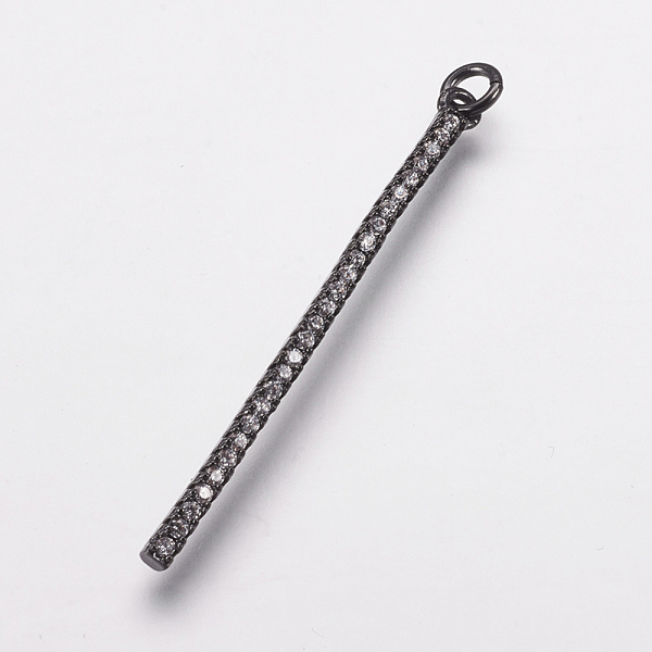 PandaHall Brass Micro Pave Cubic Zirconia Pendants, Gunmetal, 47x2x3mm, Hole: 2.5mm Brass+Cubic Zirconia Clear
PandaHall Brass Micro Pave Cubic Zirconia Pendants, Gunmetal, 47x2x3mm, Hole: 2.5mm Brass+Cubic Zirconia Clear