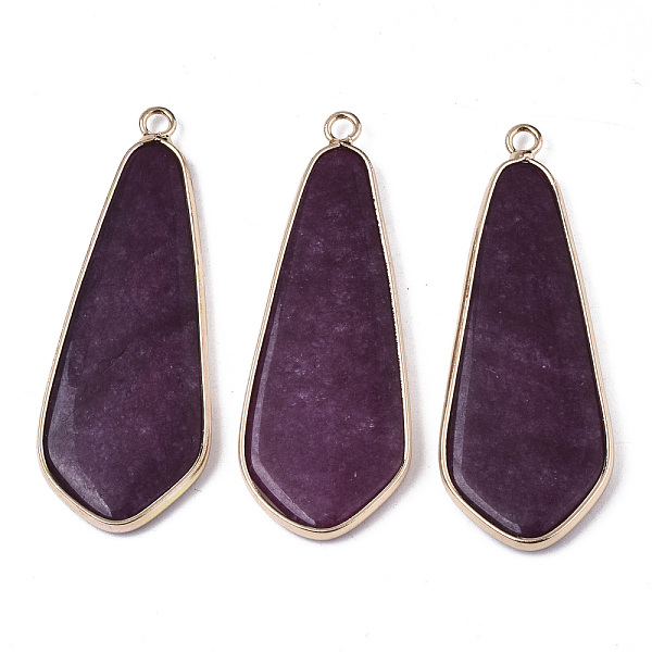 PandaHall Natural White Jade Pendants, with Light Gold Plated Brass Edge and Loop, Dyed, Teardrop, Indigo, 49x18x4.5mm, Hole: 2.5mm White..., Purple 
PandaHall Natural White Jade Pendants, with Light Gold Plated Brass Edge and Loop, Dyed, Teardrop, Indigo, 49x18x4.5mm, Hole: 2.5mm White..., Purple