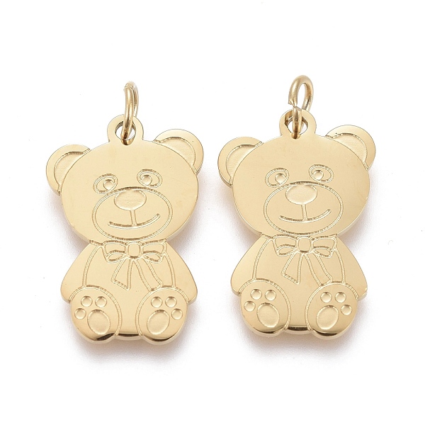 PandaHall Ion Plating(IP) 304 Stainless Steel Pendants, with Jump Ring, Laser Cut, Bear, Golden, 16x10.5x0.8mm, Jump Ring: 4x0.6mm, 2.8mm...
PandaHall Ion Plating(IP) 304 Stainless Steel Pendants, with Jump Ring, Laser Cut, Bear, Golden, 16x10.5x0.8mm, Jump Ring: 4x0.6mm, 2.8mm...