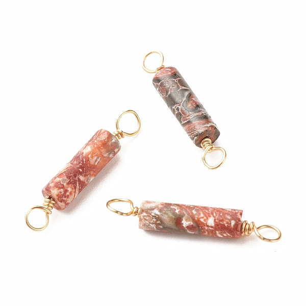 PandaHall Natural Leopard Skin Jasper Connector Charms, with Light Gold Eco-Friendly Copper Wire Wrapped, Column, 22~23.5x4mm, Hole...
PandaHall Natural Leopard Skin Jasper Connector Charms, with Light Gold Eco-Friendly Copper Wire Wrapped, Column, 22~23.5x4mm, Hole...