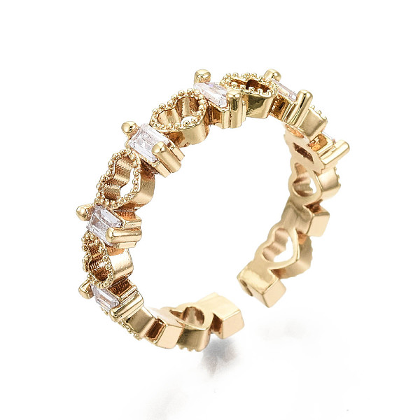 PandaHall Brass Micro Pave Clear Cubic Zirconia Cuff Rings, Open Rings, Nickel Free, Heart, Real 16K Gold Plated, Inner Diameter: 17mm...
PandaHall Brass Micro Pave Clear Cubic Zirconia Cuff Rings, Open Rings, Nickel Free, Heart, Real 16K Gold Plated, Inner Diameter: 17mm...
