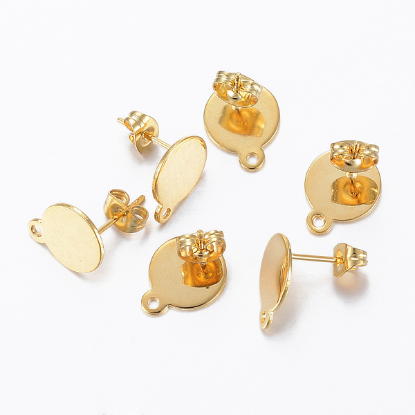 PandaHall 304 Stainless Steel Stud Earring Findings, with Loop and Flat Plate, Real 24K Gold Plated, 12x10x0.8mm, Hole: 1.2mm, Pin: 0.8mm...
PandaHall 304 Stainless Steel Stud Earring Findings, with Loop and Flat Plate, Real 24K Gold Plated, 12x10x0.8mm, Hole: 1.2mm, Pin: 0.8mm...