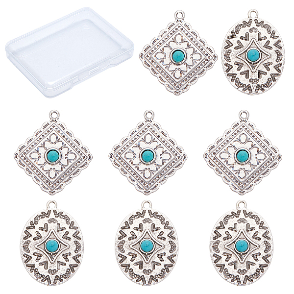 PandaHall CREATCABIN 8Pcs 2 Style Alloy Pendants, with Synthetic Turquoise, Cadmium Free & Nickel Free & Lead Free, Mixed Shape, Thailand...
PandaHall CREATCABIN 8Pcs 2 Style Alloy Pendants, with Synthetic Turquoise, Cadmium Free & Nickel Free & Lead Free, Mixed Shape, Thailand...