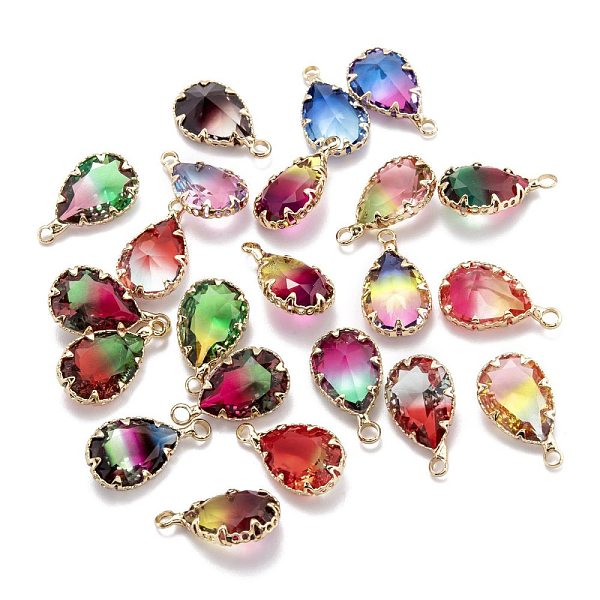 PandaHall Two Tone Transparent Glass Pendants, with Golden Plated Brass Settings, Faceted, Teardrop, Mixed Color, 18x10.5x5.5mm, Hole: 1.8mm..., Multicolor
PandaHall Two Tone Transparent Glass Pendants, with Golden Plated Brass Settings, Faceted, Teardrop, Mixed Color, 18x10.5x5.5mm, Hole: 1.8mm..., Multicolor