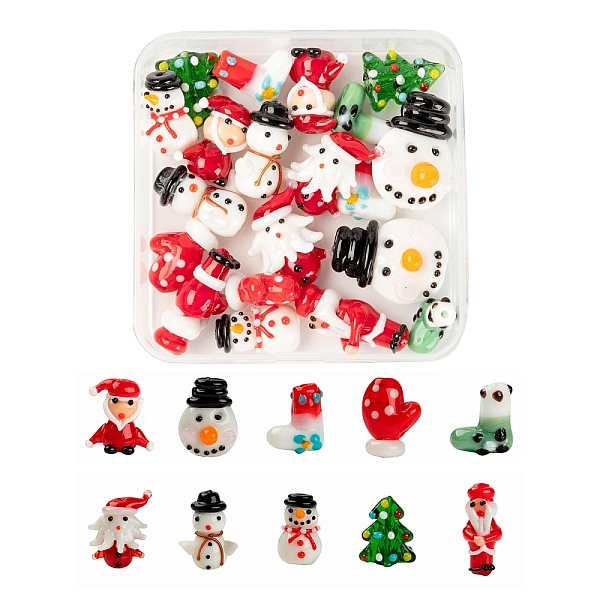 PandaHall 20Pcs 10 Style Christmas Themed Handmade Lampwork Beads, Snowman & Father Christmas & Santa Claus & Christmas Tree & Christmas..., Multicolor
PandaHall 20Pcs 10 Style Christmas Themed Handmade Lampwork Beads, Snowman & Father Christmas & Santa Claus & Christmas Tree & Christmas..., Multicolor