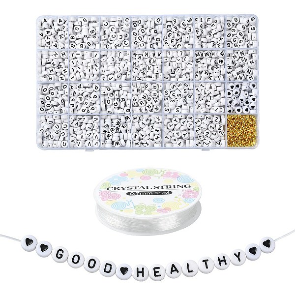 PandaHall DIY Letter & Heart Acrylic & Plastic Stretch Bracelet Beaded Necklace Making Kit, Jewelry Set, White, 7x3.5~4mm, Hole: 1~1.2mm...
PandaHall DIY Letter & Heart Acrylic & Plastic Stretch Bracelet Beaded Necklace Making Kit, Jewelry Set, White, 7x3.5~4mm, Hole: 1~1.2mm...