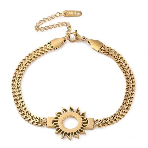 PandaHall 304 Stainless Steel Bracelet, Sun, Golden, 7-1/2 inch(19cm) 304 Stainless Steel Sun
PandaHall 304 Stainless Steel Bracelet, Sun, Golden, 7-1/2 inch(19cm) 304 Stainless Steel Sun