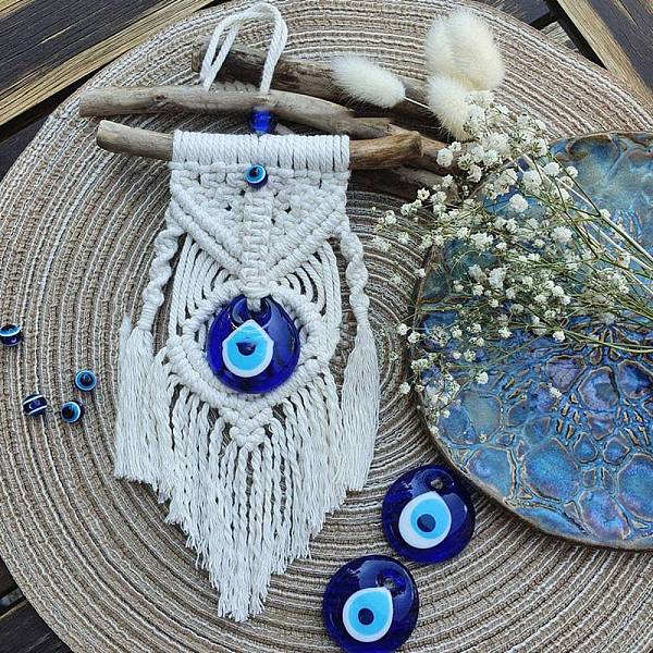 PandaHall Cotton and Linen Cord Macrame Woven Tassel Wall Hanging, Glass Evil Eye Hanging Ornament with Wood Sticks, for Home Decoration..., White
PandaHall Cotton and Linen Cord Macrame Woven Tassel Wall Hanging, Glass Evil Eye Hanging Ornament with Wood Sticks, for Home Decoration..., White
