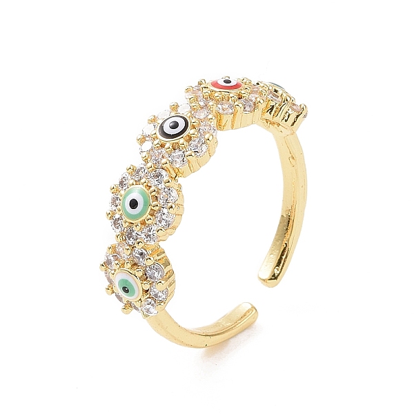 PandaHall Flower Brass Micro Pave Cubic Zirconia Open Rings, Enamel Evil Eye Cuff Rings for Women, Real 18K Gold Plated, 2~6.5mm, Inner..., Clear
PandaHall Flower Brass Micro Pave Cubic Zirconia Open Rings, Enamel Evil Eye Cuff Rings for Women, Real 18K Gold Plated, 2~6.5mm, Inner..., Clear