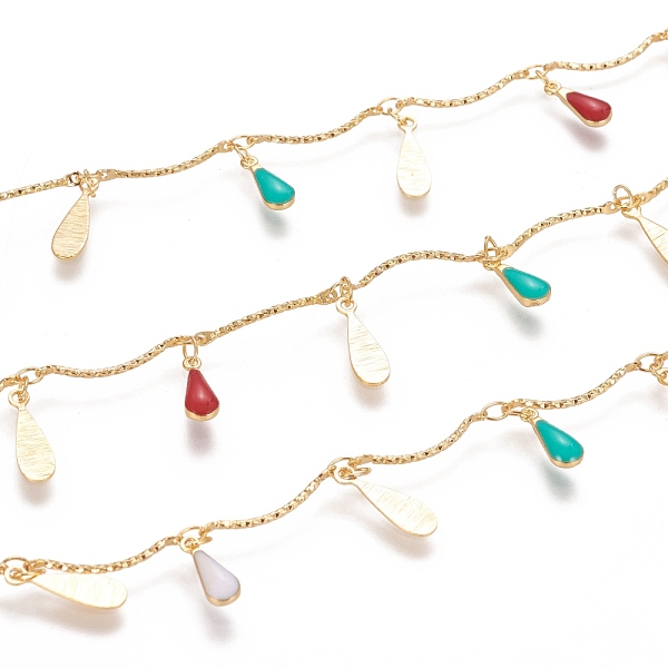 PandaHall Handmade Brass Bar Link Chains, with Enamel Charms and Spool, Soldered, Long-Lasting Plated, Teardrop, Colorful, Real 18K Gold...
PandaHall Handmade Brass Bar Link Chains, with Enamel Charms and Spool, Soldered, Long-Lasting Plated, Teardrop, Colorful, Real 18K Gold...